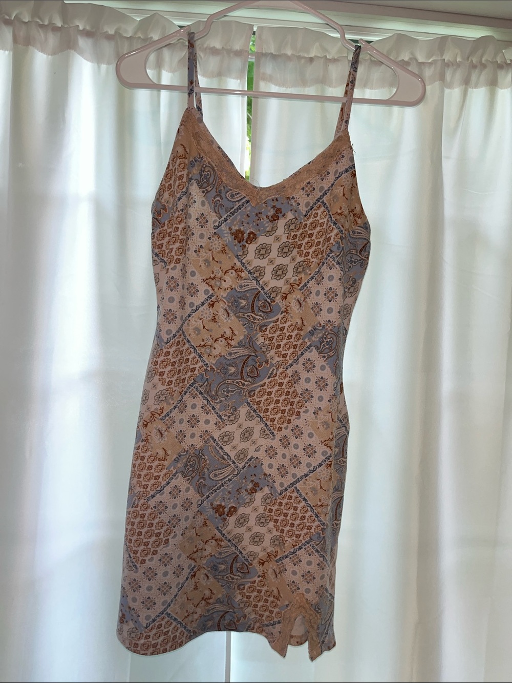 Almost Famous Light Blue and Beige Floral Cami with Lace